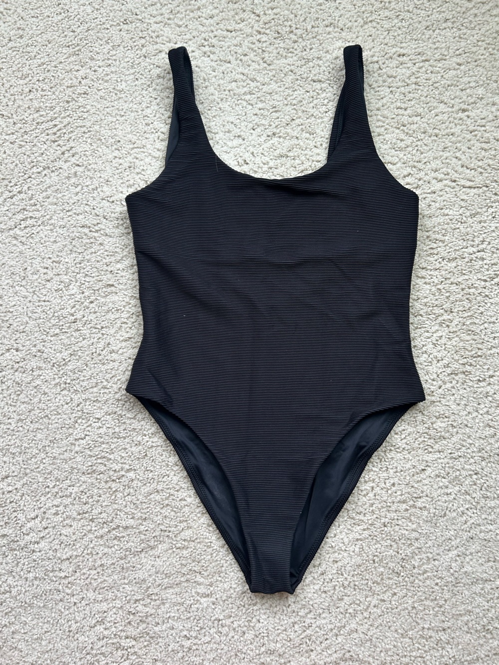 Prana Black Ribbed One-Piece Swimsuit